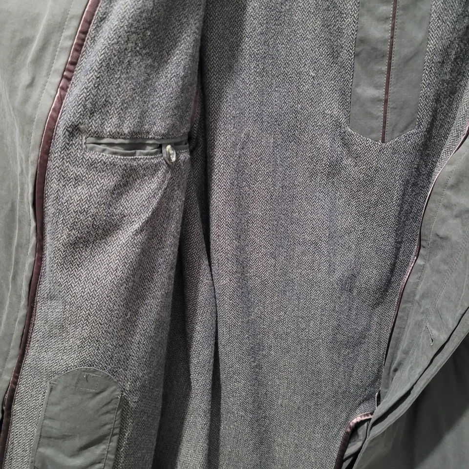 M&S Coat mens Size Large 42 Chest Long Khaki Green Zip In Liner Outdoors Trench - Image 3 of 4