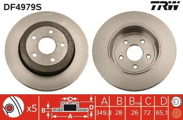 2 X Bremsscheibe TRW DF4979S FüR Jeep Grand Cherokee III-image