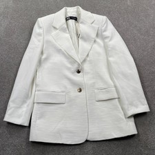 Zara Womens White Textured Blazer Suit Coat Jacket XS NEW