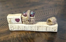 Blossom Bucket Signed Suzi 2000 "I Love Baskets" Shelf Sitter 4 X 1½" Collector 