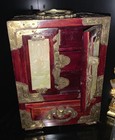 Vintage Chinese Rosewood With Jade Inlay Jewelry Box