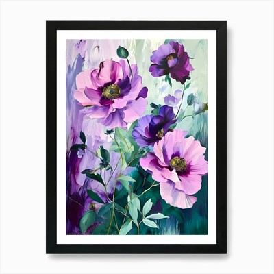 Purple Anemones 1 Art Print Framed Wall Art Poster Canvas Print Picture