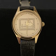 Accutron Gold Tone MLB 125th Anniversary Women’s Watch With Lizard Band