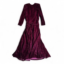 Vintage 90s Oscar de la Renta dark red velvet long sleeve evening dress Size M
