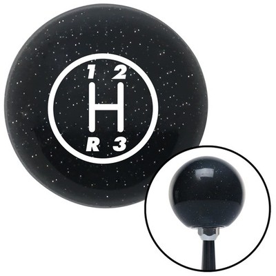 White 3 Speed Shift Pattern - 3RDL Black Metal Flake Shift Knob M16x1.5 Insert