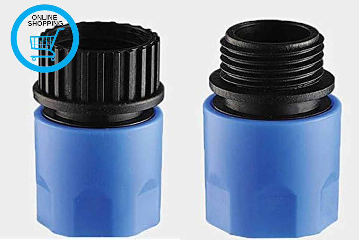 ® Blue Expandable Garden Hose Male and Female Adaptors Connector for Tap and Spr