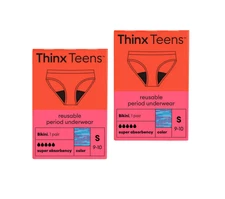 NEW THINX Teens Super Absorbency Single REUSABLE Briefs SIZE SMALL 2 PACK
