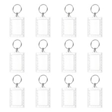 12Pcs Rectangular Lace Clear Acrylic Photo Frame Keyring for Women and Men