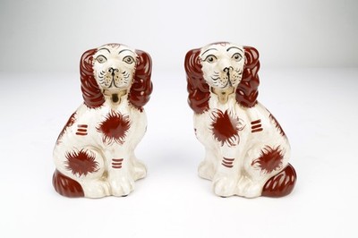 AAI Rust Brown and White Staffordshire Dogs, Set of 2