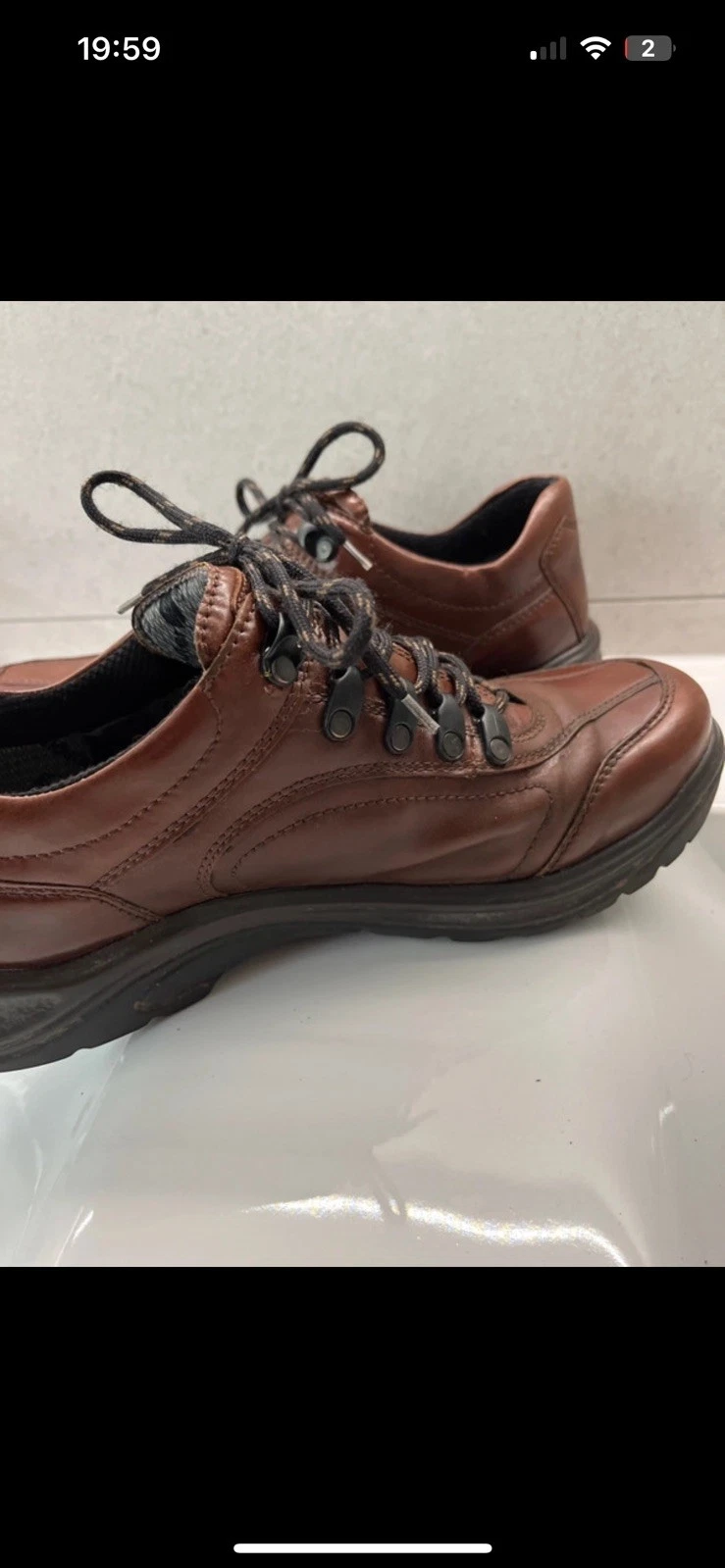 WALDLÄUFER Mens Hayo Brown Leather Waterproof Walking Shoes UK 7.5