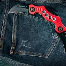 8" Tac-Force Spring Assisted Knife w/Red Aluminum Handle Pocket Clip