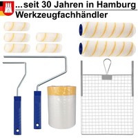 Malerset Farbroller 25Cm & 10Cm + SteckbüGel Farbgitter Abdeckfolie Farbrollen