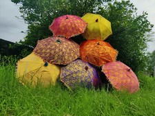 Indian Parasol Lot Of 10 Pcs Decor Rajasthan Umbrellas Mirror Work Wholesale