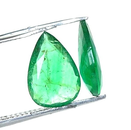 10x7 mm Natural Emerald Jewelry Supply Pear Cut Faceted Pair 2.38 Cts Gemstones - Picture 8 of 8