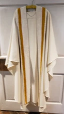 PRIEST CLERGY OFFICIANT VESTMENT CHASUBLE & STOLE CUSTOM MADE IVORY SHADE L-XL