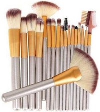 KIT 18 PENNELLI TRUCCO SET VISO E OCCHI MAKE UP PROFESSIONALI ASTUCCIO STOFFA