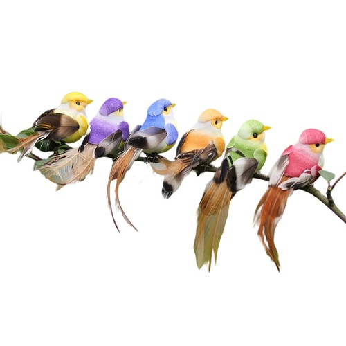 12 pz mini uccellini artificiali finto arredamento casa giardino ornamenti artigianato multicolore - Foto 8 di 12