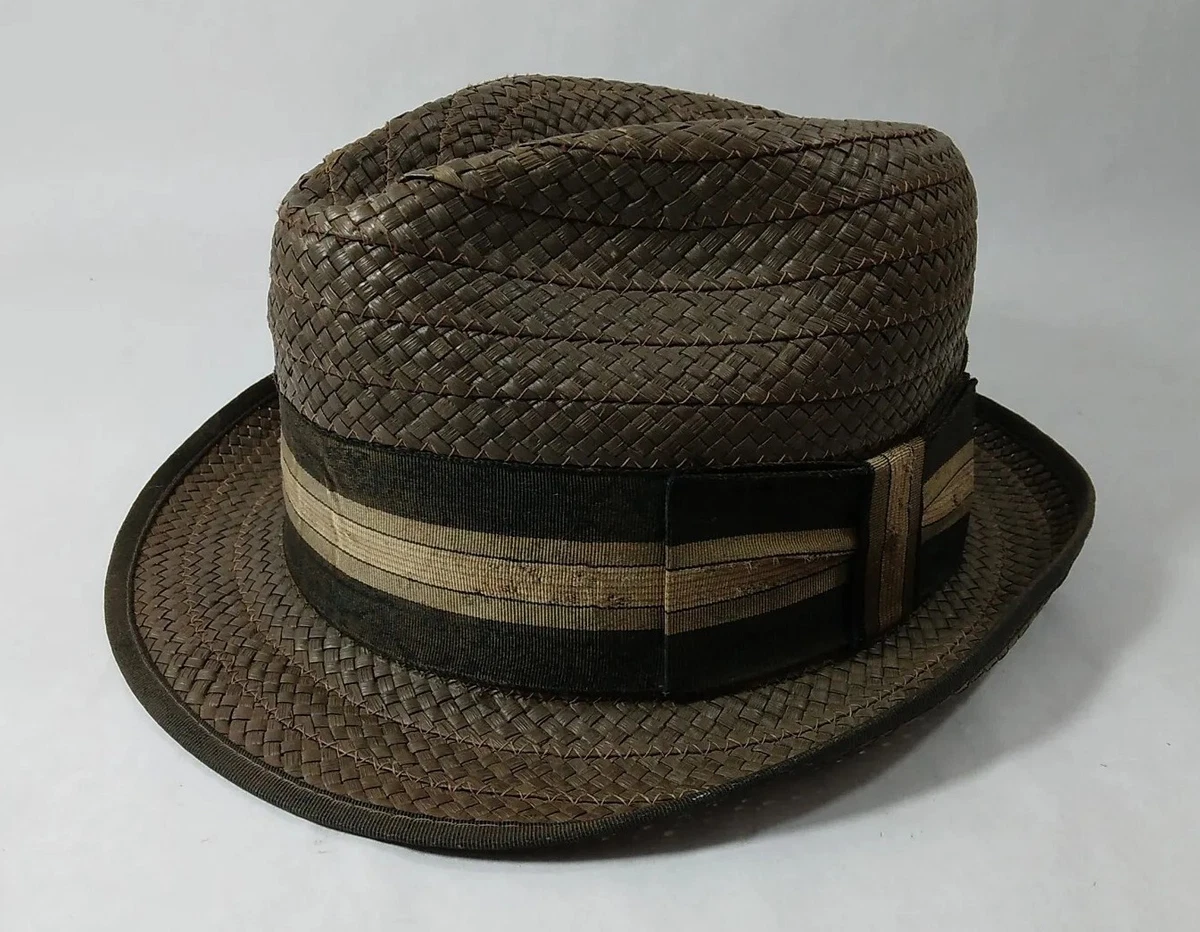 Vintage 90s brown natural straw summer fedora hat Brown Straw Fedora/Trilby Vintage Hats for Men for sale | eBay main image 3