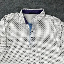 Greyson Polo Shirt Mens Large (Fits XXL) White All Over Print Performance FLAW