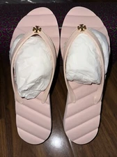 NWB Tory Burch Kira Thin Flip Flops, Size 9, Meadowsweet / Gold