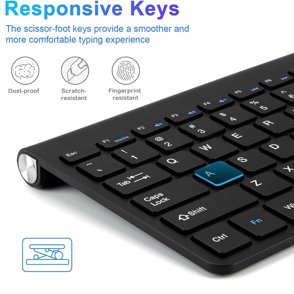 Wireless Keyboard And Mouse Combo Set 2.4G For PC Laptop Computer Full Size Slim - Image 3 of 4