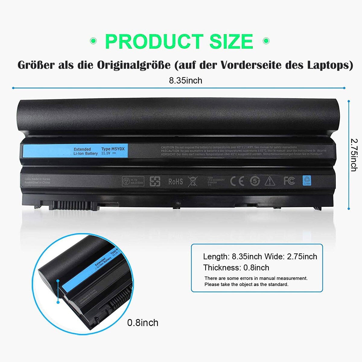 Batterie DELL T54FJ de remplacement pour ordinateurs Latitude E6440 et E6540