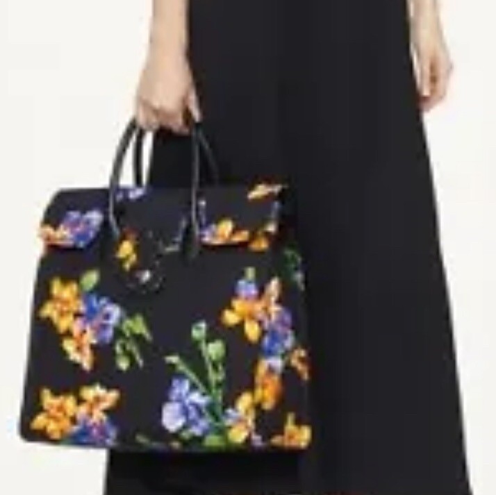RARE RALPH LAUREN Women Black Floral Ricky Tote/Oversized Handbag