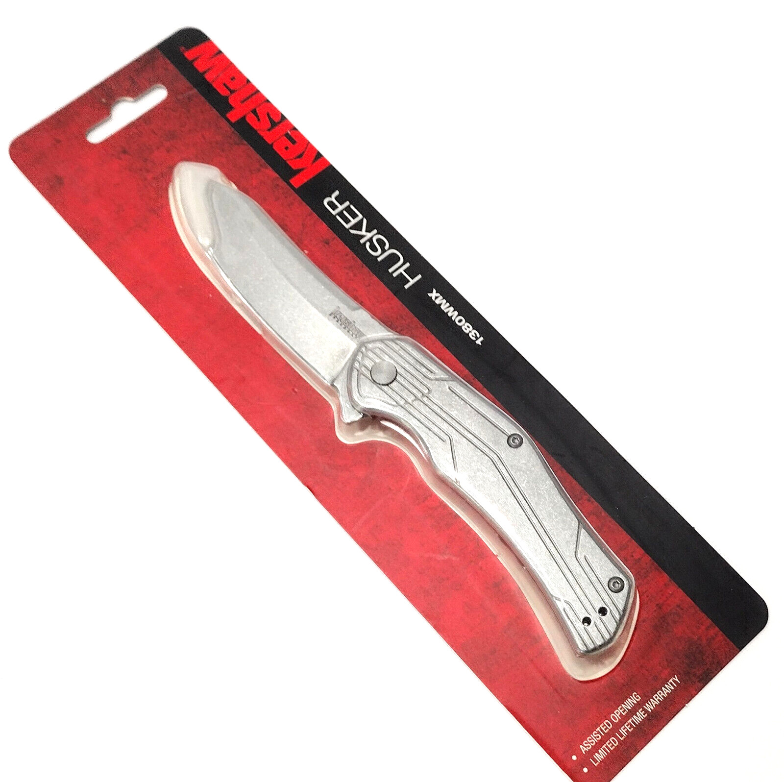 KERSHAW KS1380 Silver HUSKER Tactical Spring Open Assisted Folding Pocket Knife