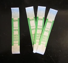 100 SELF SEALING GREEN  $200 CURRENCY STRAPS MONEY BILL BANDS  PMC  BRAND STRAP