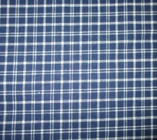 2  yd Vintage Blue White plaid linen/ Cotton  Upholstery fabric ~