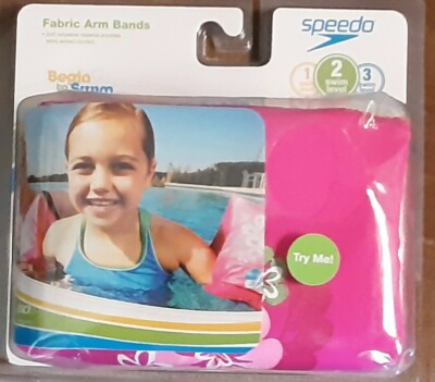 New Speedo Kids Begin to Swim Level 2 Fabric Armbands Pink Green Ages  2-12