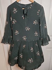 Madewell Women's Silk Short Green Pink White Floral Lined Ruffle Dress Size XXS