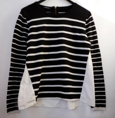 Promod Pullover Gr. M Bluseneinsatz (Rücken) schwarz-weiß gestreift - Bild 1 von 4
