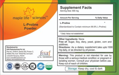 L-Proline Powder 99.9% Pure & High Quality NO FILLERS