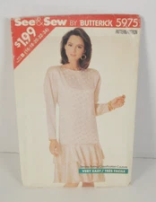 Butterick See & Sew 5975 Very Easy Pullover Dress Misses' 16-24 Pattern Uncut