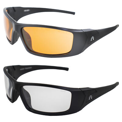 Alpha Omega 2 Motorcycle Sunglasses Z87.1 2 Pairs w/ Amber & Clear to Smoke Lens