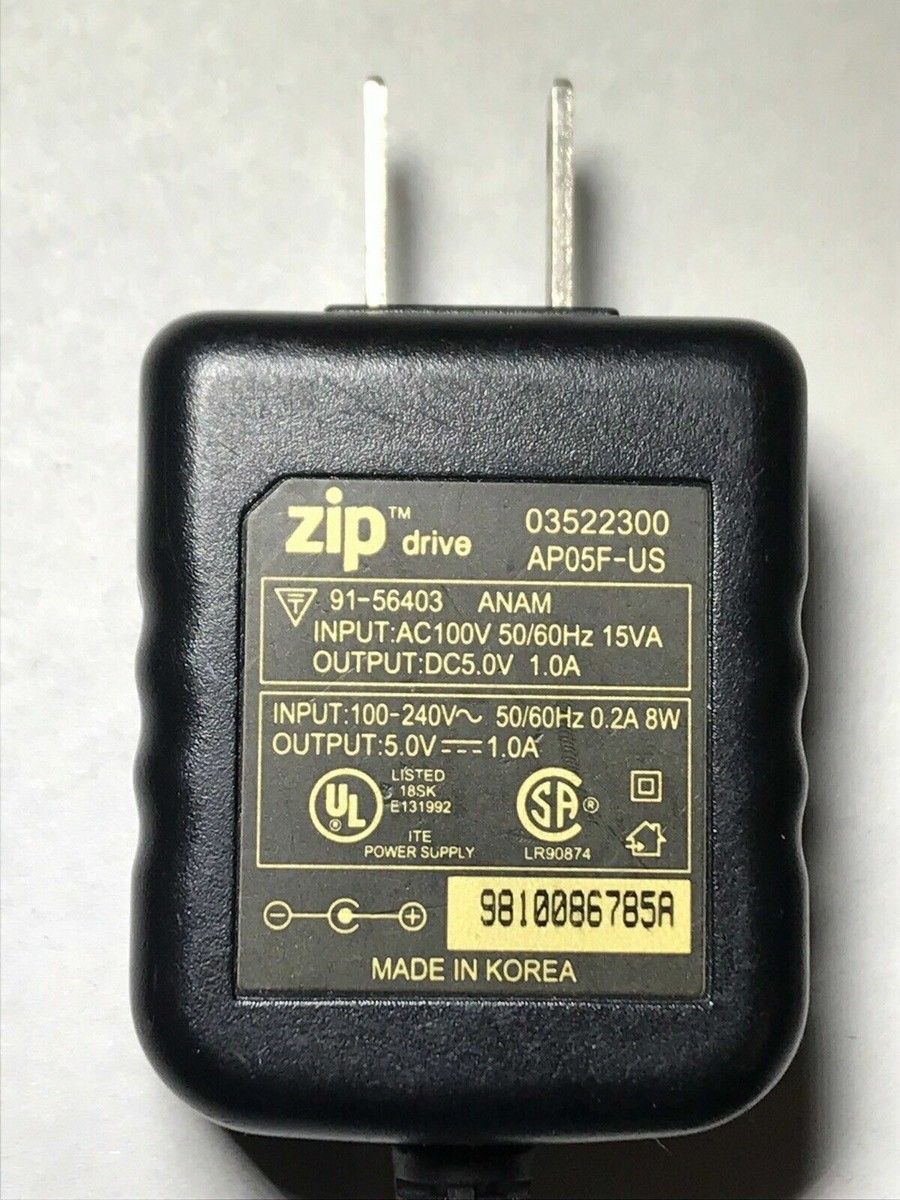 Original Iomega Zip Disk Drive Power Supply 5V 1.0A AC Original Iomega Zip Disk Drive Power Supply 5V 1.0A AC