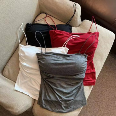 2025 Women Halter Top Summer Korean Style Trend Fashion Built in Women Bra