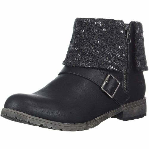 Womens Girls Rocket Dog Bentley Cuffed Ankle Boot Flat Block Heel Black