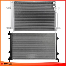 Assembly Aluminum Radiator & A/C Condenser For 12-14 Volkswagen Beetle 2.0L 2.5L