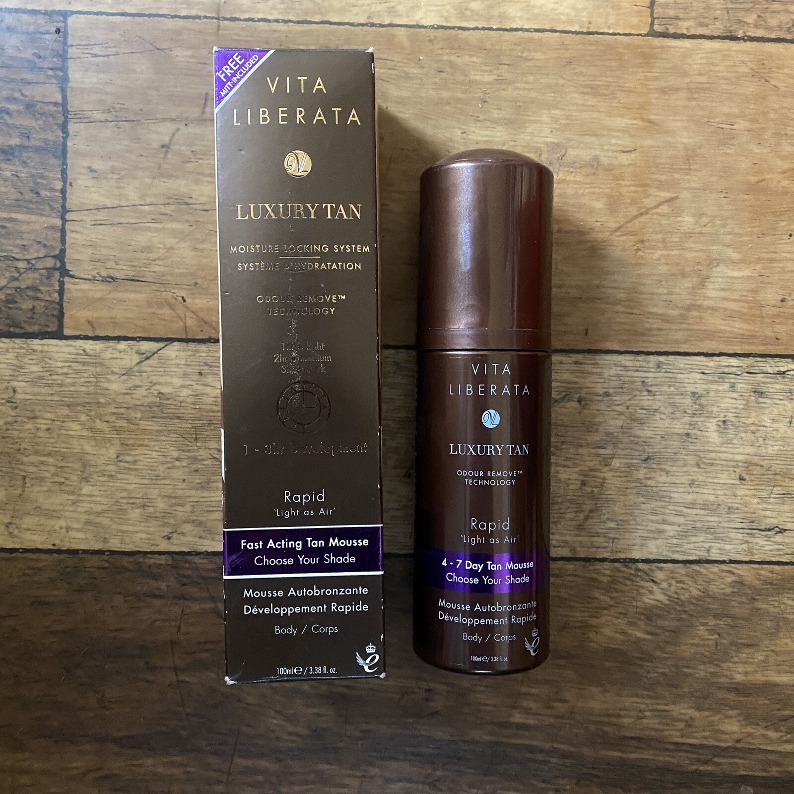 Vita Liberata Luxury Tan Rapid Fast Acting Tan Dark Mousse 100ml With Mitt