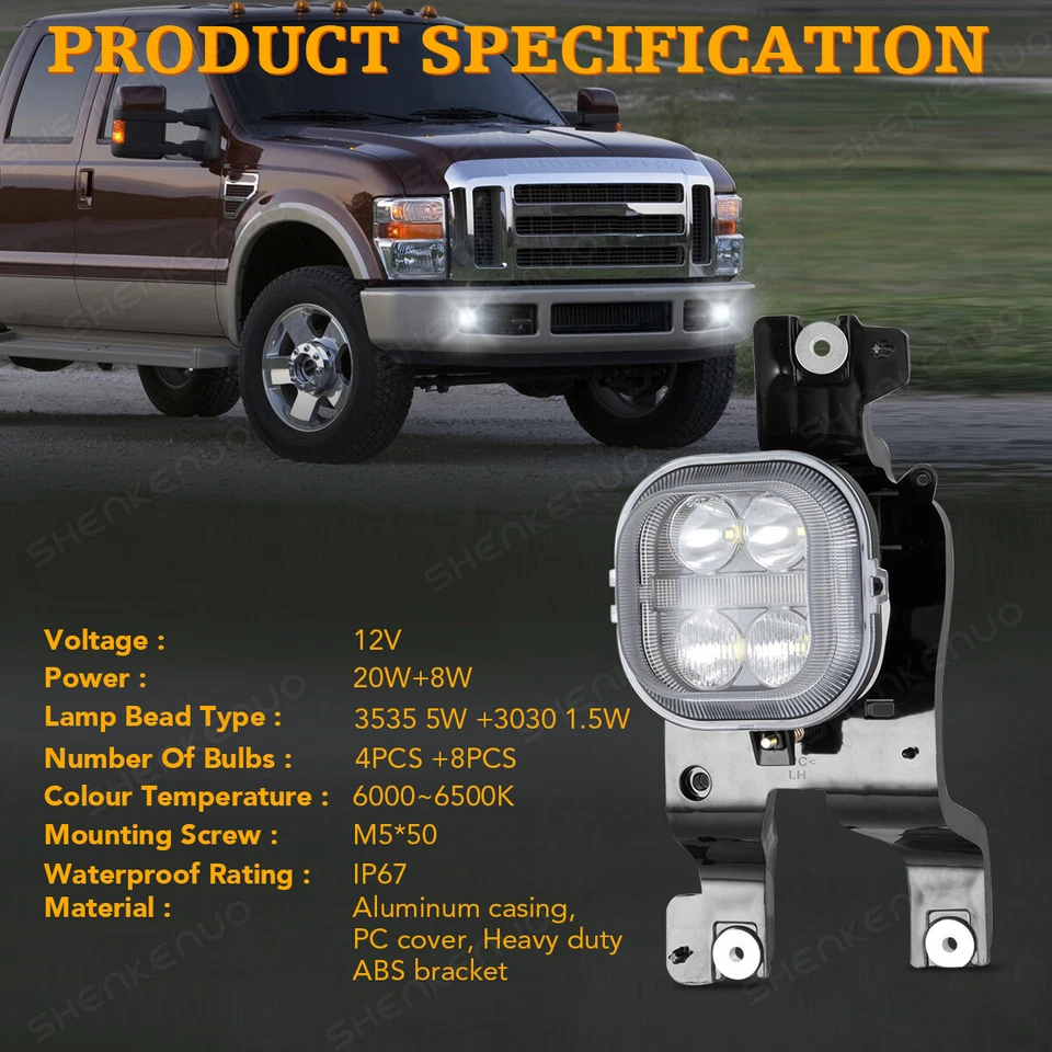 Par de luces antiniebla LED izquierda derecha DRL Super Duty para Ford F-250 F-350 F-450 2008-10 Foto 2 de 4
