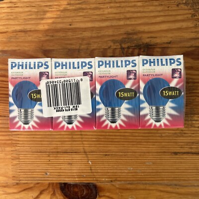4x PHILIPS Glühlampe Tropfen Decor E27 blau blue 15W 2lm EEK:F (Spektrum A-G)