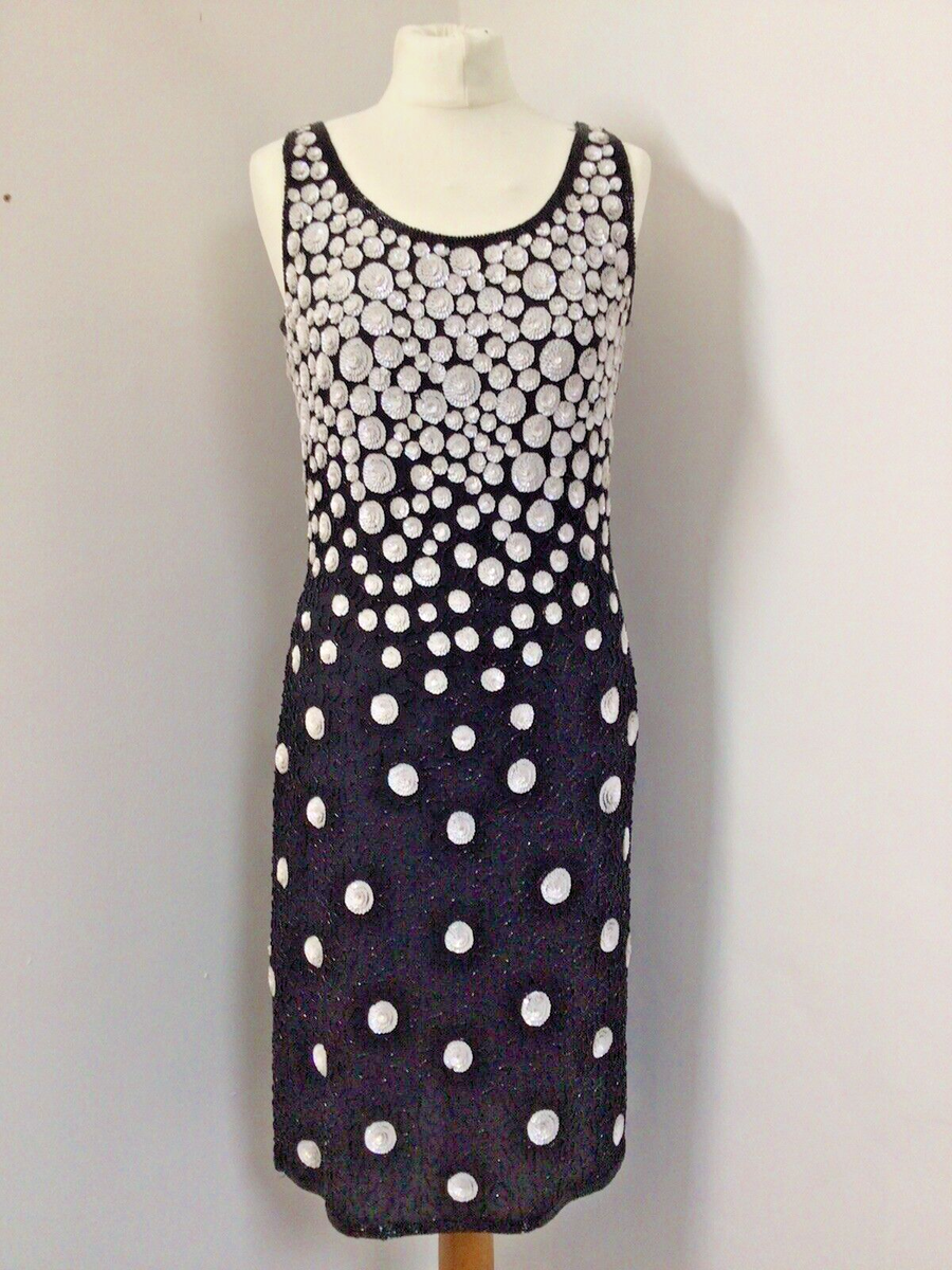 Ronald Joyce After Six Vintage 80s Silk Beaded Sleeveless Wiggle