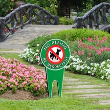 No Dog Pee Sign Yard Sign with Metal H-Stakes Stop Dogs from Peeing on Your Lawn