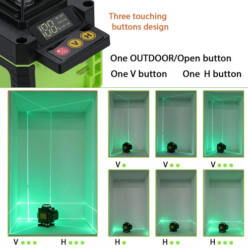 16 LINE LASER LEVEL WASSERWAAGE 360° KREUZLINIENLASER SELBSTNIVELLIEREND +STATIV - Bild 3 von 17
