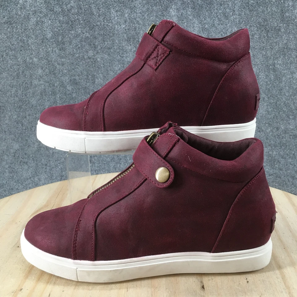 Yellow Box Boots Womens 9.5 Maibel Front Zip Button Ankle Bootie Red Fabric - Image 2 of 4