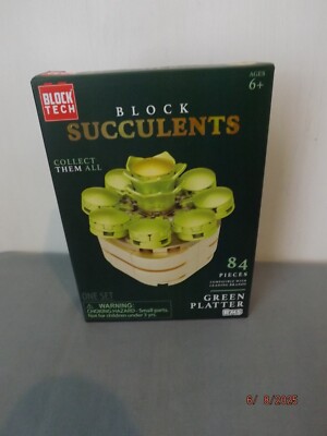 Block Tech Block Succulents Green Platter--84 Pieces--NEW