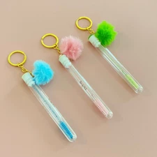 3 for $10 Tube Eyelash Brush/Spoolie with Furball & Gold Keychain | Mascara Wand