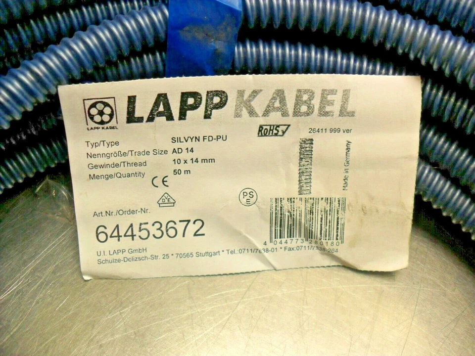 CANTIDAD 50M LAPP KABEL SILVYN-PU Conducto, Mangas y Sistemas portadores de Cable 10 x 14mm Foto 4 de 4
